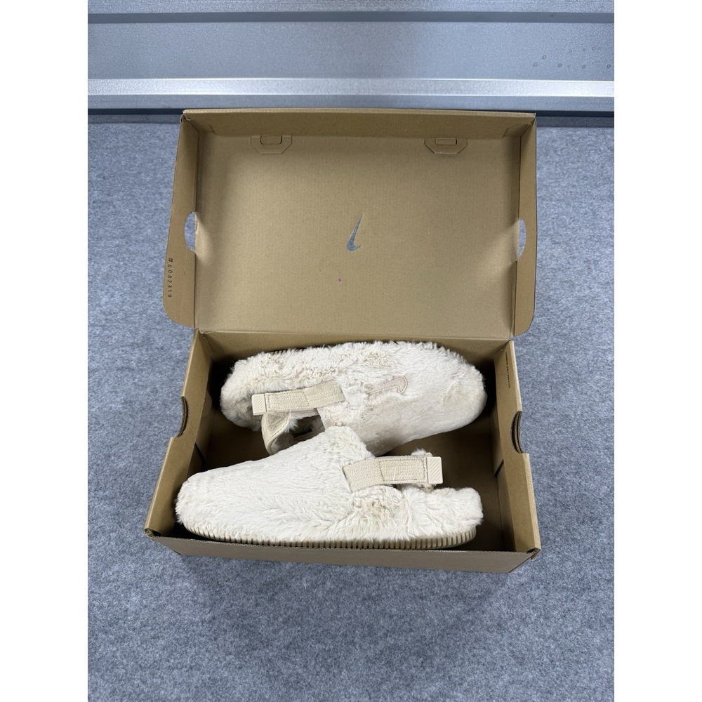 Nike Calm Mule SE Sanddrift Fur FZ3119-100 Women's 8 Men's 7 Slippers Box - Picture 9 of 10
